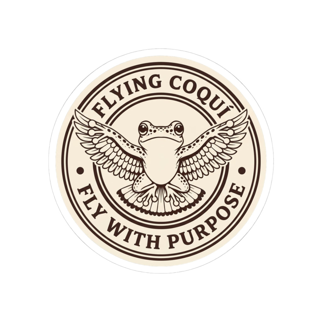 Flying Coquí Sticker — Fly With Purpose