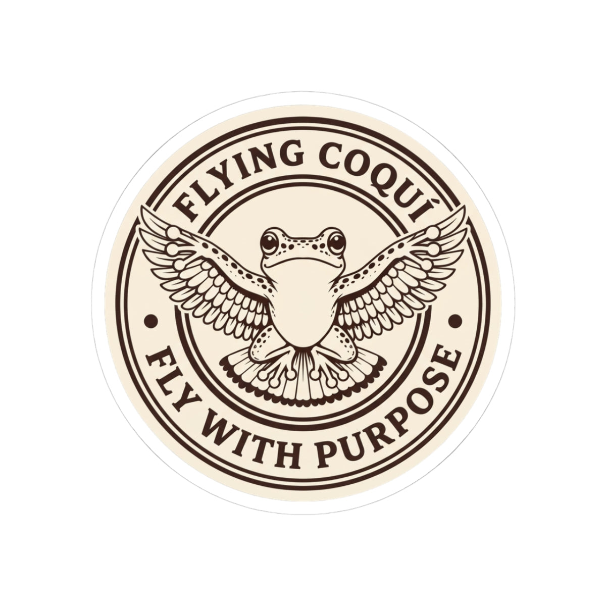 Flying Coquí Sticker — Fly With Purpose