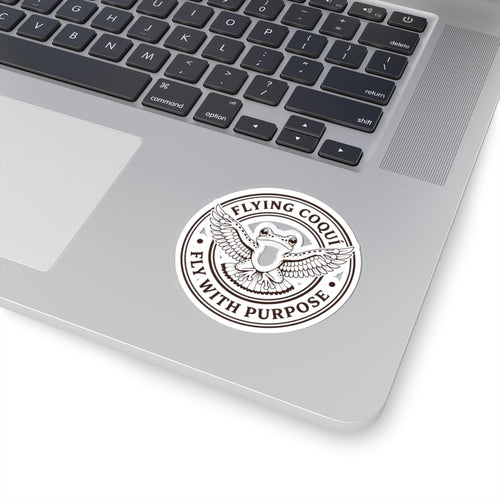 Flying Coqui Kiss-Cut Sticker — 'Fly With Purpose' Frog Emblem
